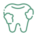 Visible buildup on the teeth